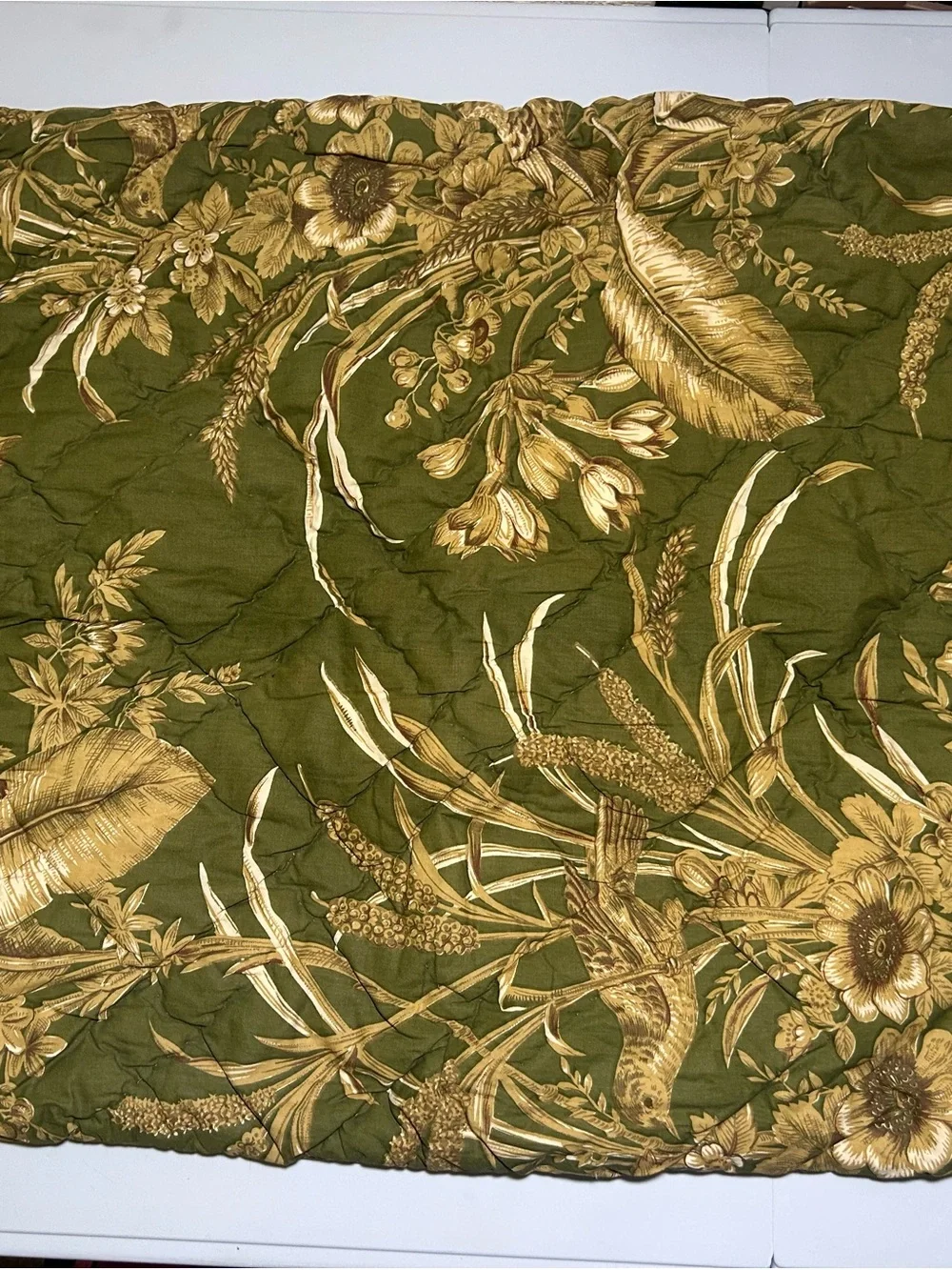 Charter Club Olive and Gold Quilted Textured 100% Cotton Pillow Cover Home Comfo